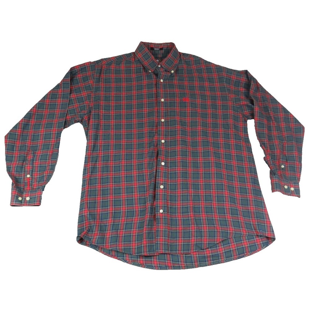 Vintage Cinch Plaid Western Shirt Men Medium Red Long Sleeve Button Down‎ Cotton